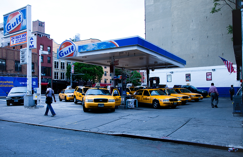 Gulf gas station east side of New York. 2011