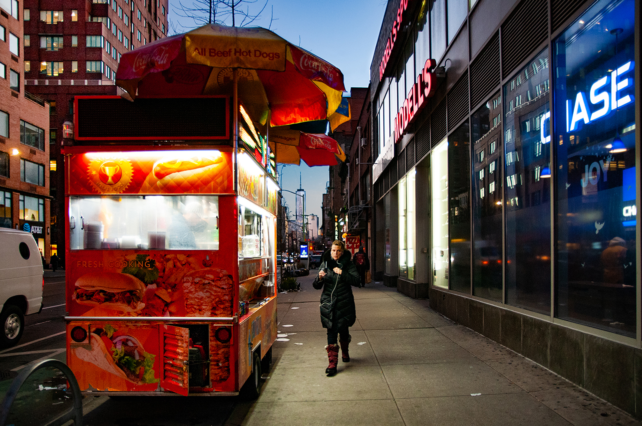 Typical hotdog food truck in west village. New York 2018