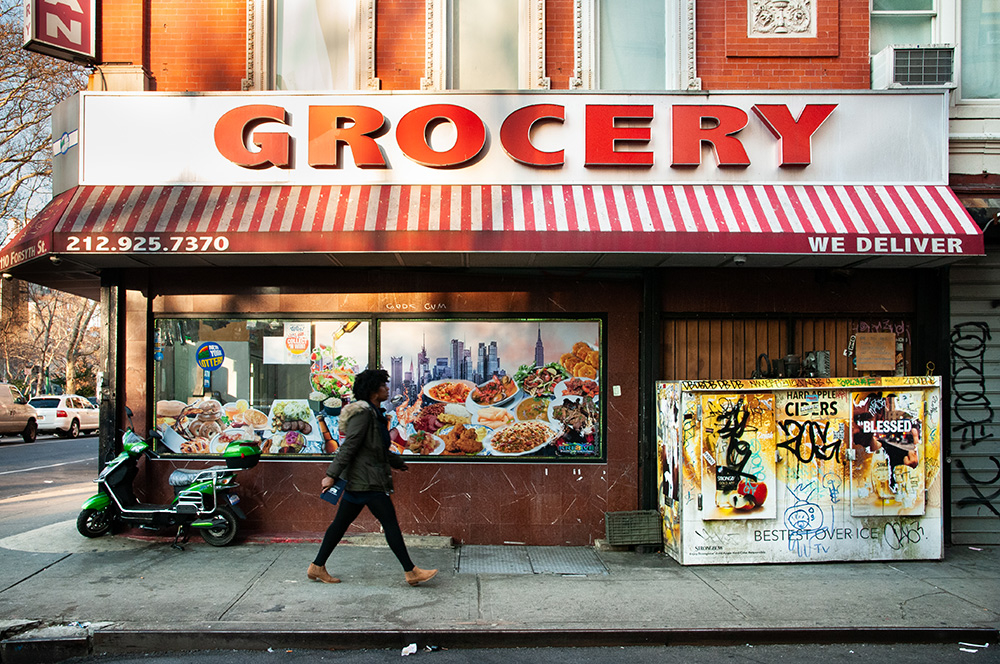 Typical grocery in East Village. New York 2018