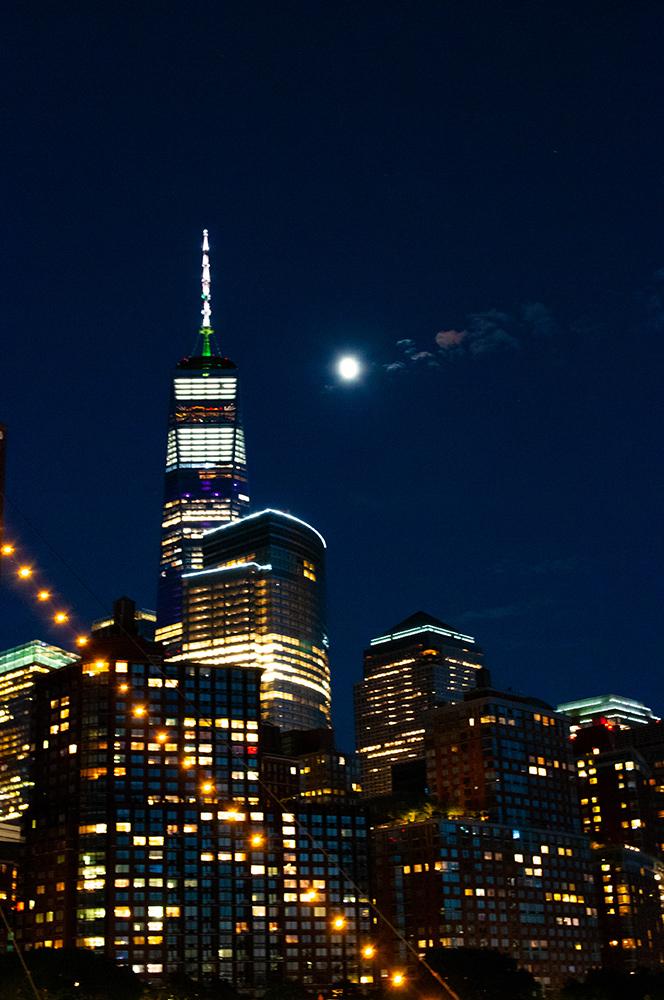 One World Trade meeting the Moon